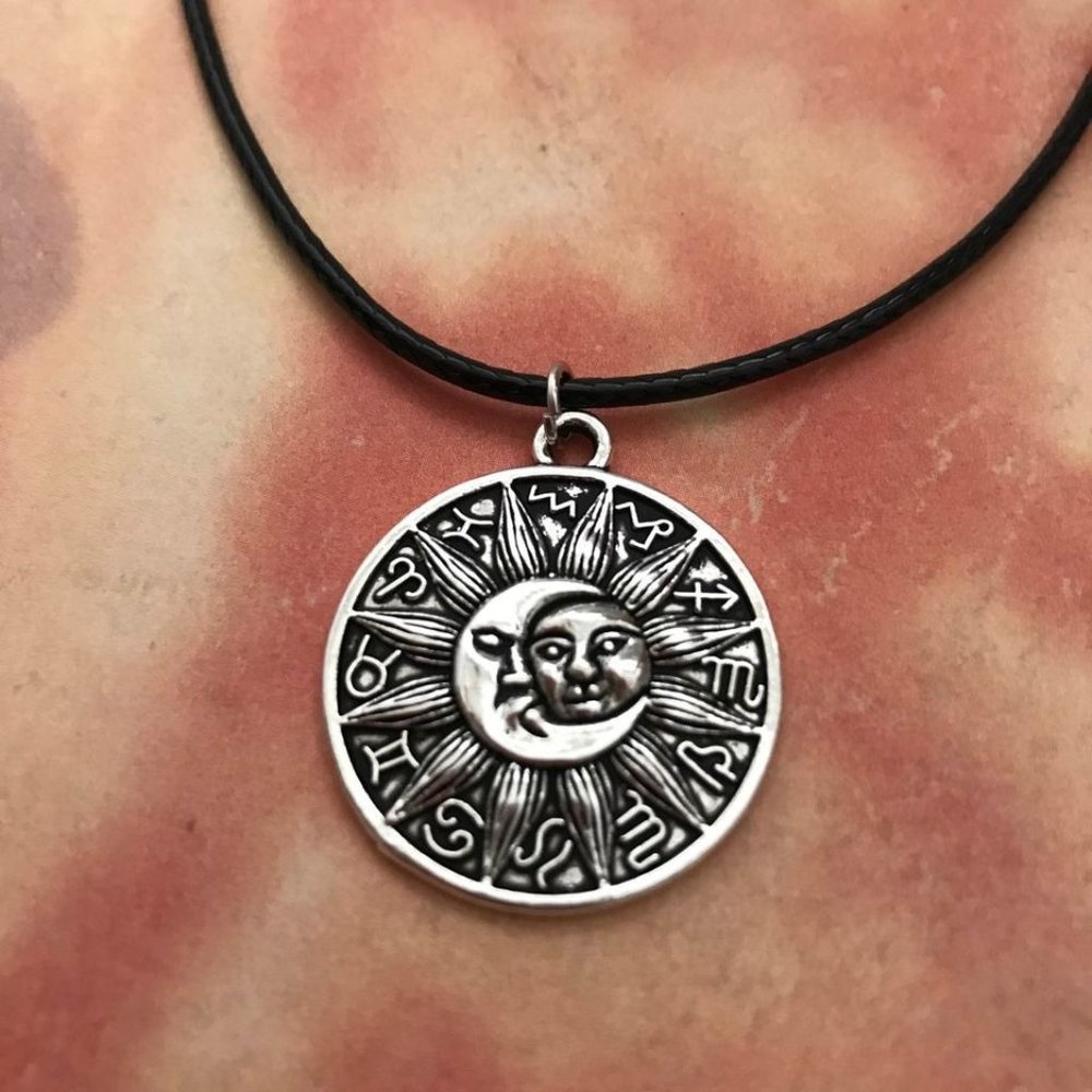 Zodiac Horoscope Celestial Sun Moon Pendant